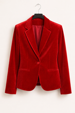 Cargar imagen en el visor de la galería, Blazer Terciopelo Rojo Italiano