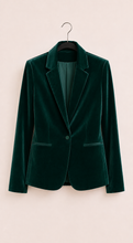 Cargar imagen en el visor de la galería, Blazer Terciopelo Largo Verde Esmeralda