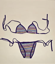 Cargar imagen en el visor de la galería, BIKINI ALGODON RAYAS MORADAS SOSTEN MOVIBLE