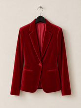 Cargar imagen en el visor de la galería, Blazer Terciopelo Largo Rojo