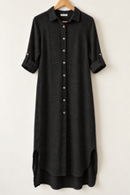 Cargar imagen en el visor de la galería, Vestido bluson lino largo con botones
