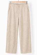 Cargar imagen en el visor de la galería, Pantalón de Lino Mujer Beige con Botón – Fran del Solar, vista 2