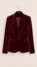 Cargar imagen en el visor de la galería, Blazer Terciopelo Mujer Largo Burdeo – Fran del Solar, vista 4