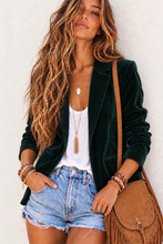 Cargar imagen en el visor de la galería, Blazer Terciopelo Largo Verde Esmeralda