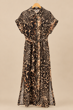 Cargar imagen en el visor de la galería, Vestido Largo Gasa Animal Print Mangas