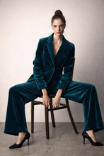 Cargar imagen en el visor de la galería, Pantalon Terciopelo Azul Turquesa