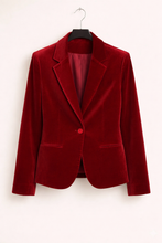 Cargar imagen en el visor de la galería, Blazer Terciopelo Rojo Italiano