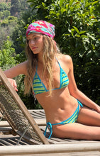 Cargar imagen en el visor de la galería, Bikini rayas con borde celeste para mujer — Fran del Solar