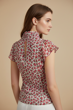 Cargar imagen en el visor de la galería, Blusa Gasa Estampada Cuello Alto