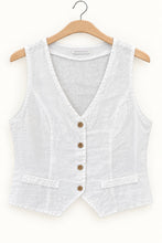 Cargar imagen en el visor de la galería, Gilet de lino Made in Italy color blanco