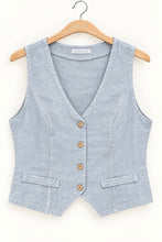 Cargar imagen en el visor de la galería, Gilet de lino Made in Italy color celeste