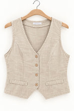 Cargar imagen en el visor de la galería, Gilet de lino Made in Italy color natural