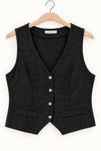 Cargar imagen en el visor de la galería, Gilet de lino Made in Italy color negro