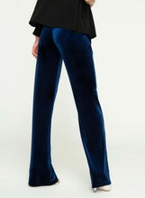 Cargar imagen en el visor de la galería, Pantalón azul marino de terciopelo elasticado tiro alto pierna ancha