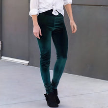 Cargar imagen en el visor de la galería, Legging terciopelo verde esmeralda