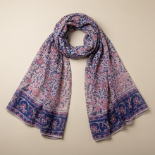 Cargar imagen en el visor de la galería, PAÑUELO ESTAMPADO AZUL ROSADO