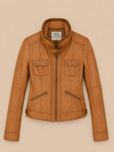 Cargar imagen en el visor de la galería, Chaqueta Cuero Camel ♻️
