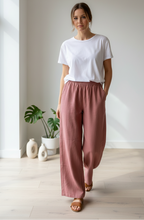 Cargar imagen en el visor de la galería, PANTALON LINO PALO DE ROSA
