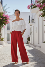 Cargar imagen en el visor de la galería, Pantalón de Lino Pretina Elasticada Rojo

