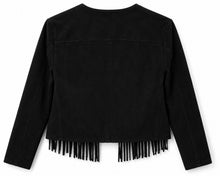 Cargar imagen en el visor de la galería, Chaqueta Negra Gamuza Flecos ♻️
