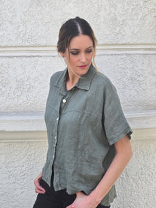 BLUSA LINO MANGA CORTA