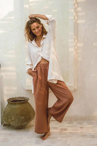 PANTALON LINO PALO DE ROSA