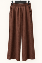 Cargar imagen en el visor de la galería, Pantalón de Lino Pretina Elasticada Café Moro
