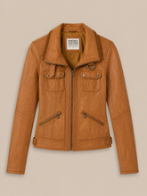 Cargar imagen en el visor de la galería, Chaqueta Cuero Camel ♻️
