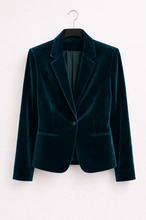 Cargar imagen en el visor de la galería, Blazer Terciopelo Azul Turquesa
