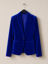 Cargar imagen en el visor de la galería, Blazer Terciopelo Largo Azul Rey
