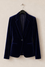 Cargar imagen en el visor de la galería, Blazer Terciopelo Largo Azul Marino
