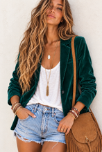Cargar imagen en el visor de la galería, Blazer Terciopelo Largo Verde Esmeralda
