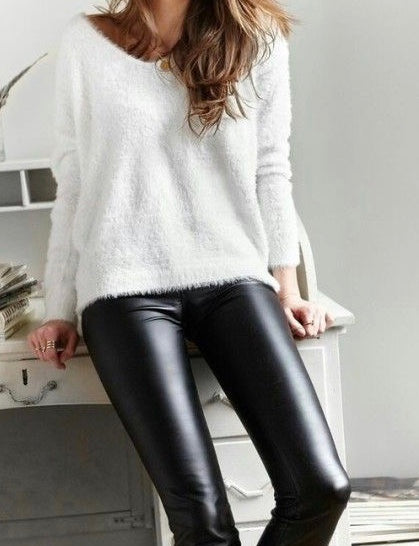 LEGGING CUERINA FORRADA NEGRA (pretina con elástico)