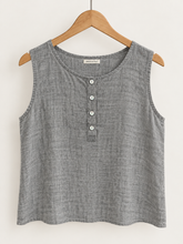Cargar imagen en el visor de la galería, Blusa Lino Sin Mangas Gris
