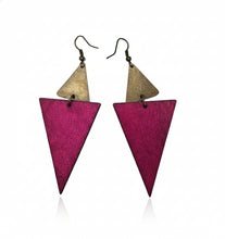 Cargar imagen en el visor de la galería, ARO DUO GEOMÉTRICO FUCSIA
