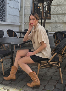 BLUSA LINO MANGA CORTA