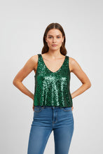 Cargar imagen en el visor de la galería, Polera lentejuelas verde
