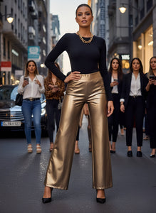 PANTALON CUERINA DORADO