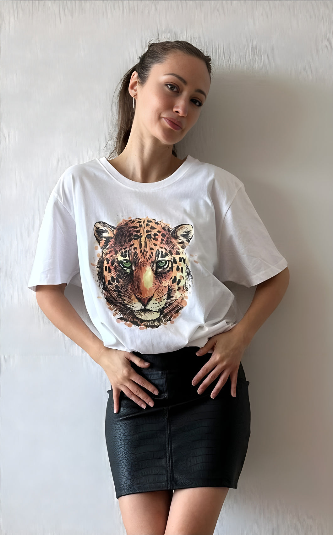FALDA CUERINA CROCO NEGRA