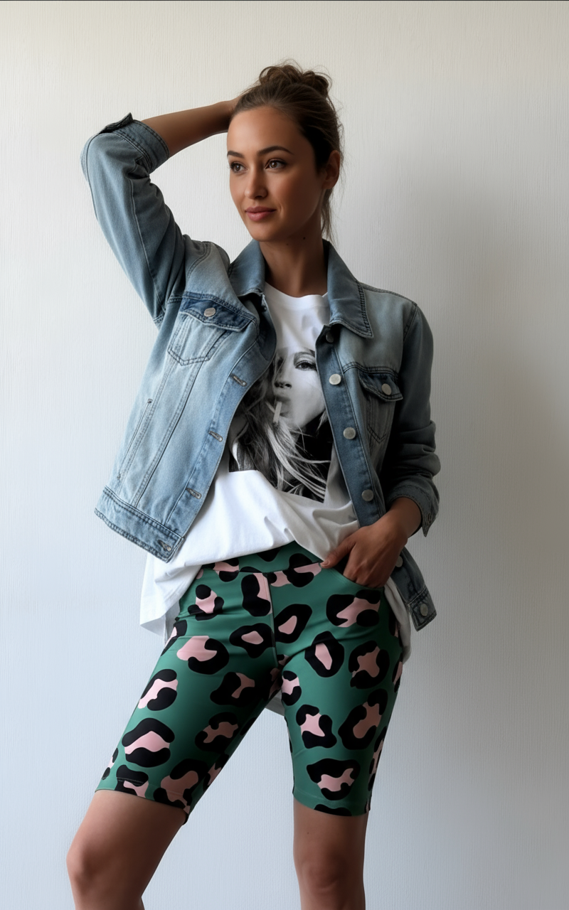 BIKER LYCRA ANIMAL PRINT VERDE
