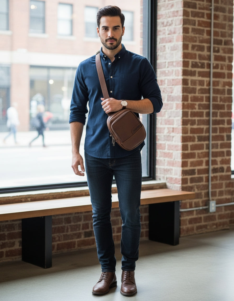 BOLSO CHICO DE CUERO HOMBRE