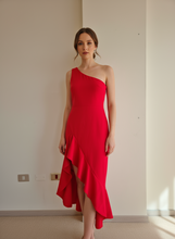 Cargar imagen en el visor de la galería, VESTIDO FLECOS ROJO
