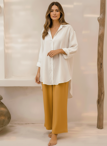 PANTALON LINO MOSTAZA