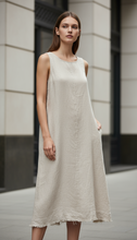 Cargar imagen en el visor de la galería, VESTIDO LINO LARGO SIN MANGAS
