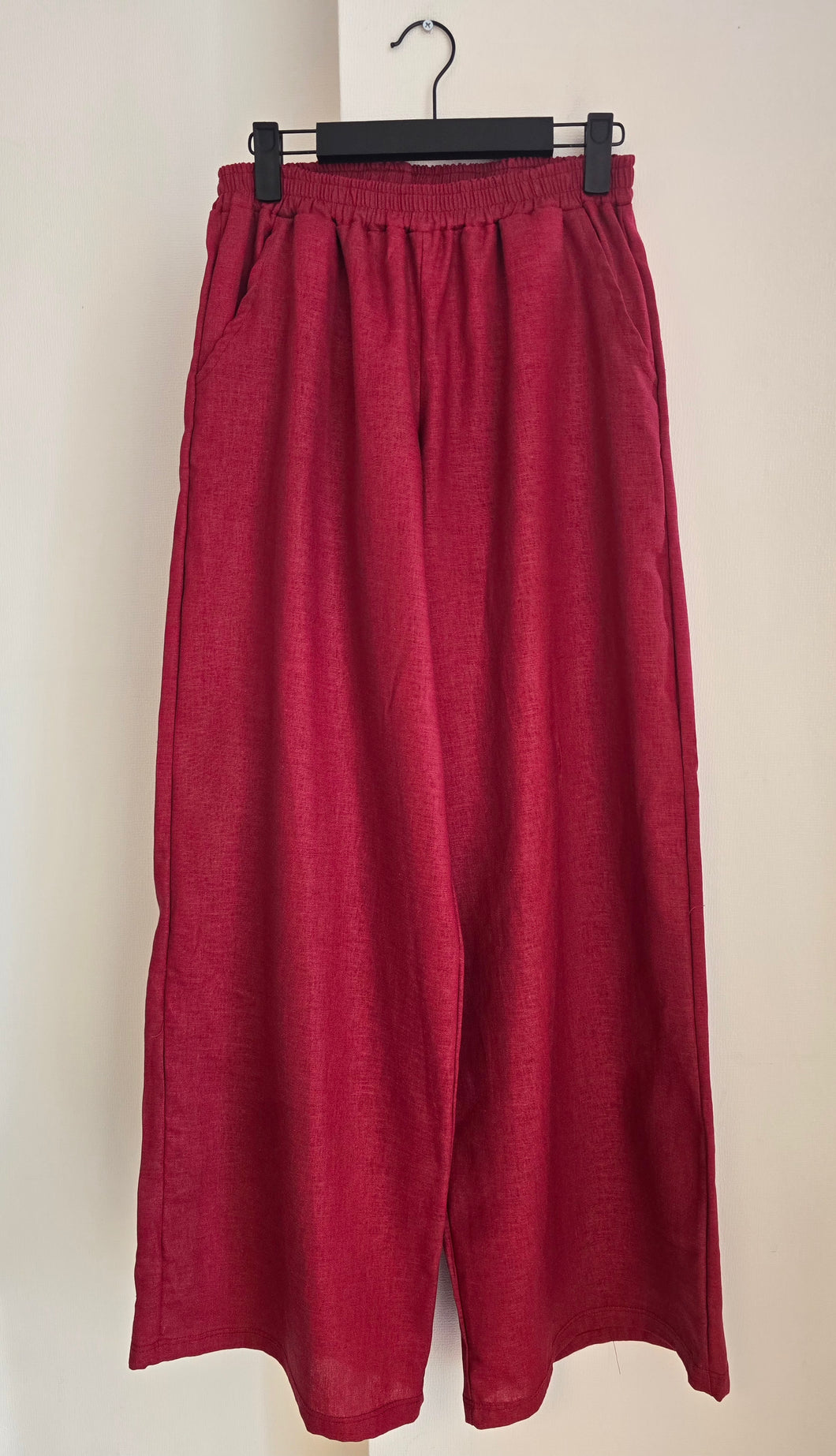 PANTALON LINO ROJO BURDEO