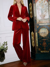 Cargar imagen en el visor de la galería, PANTALON SOFIA TERCIOPELO ROJO ITALIANO
