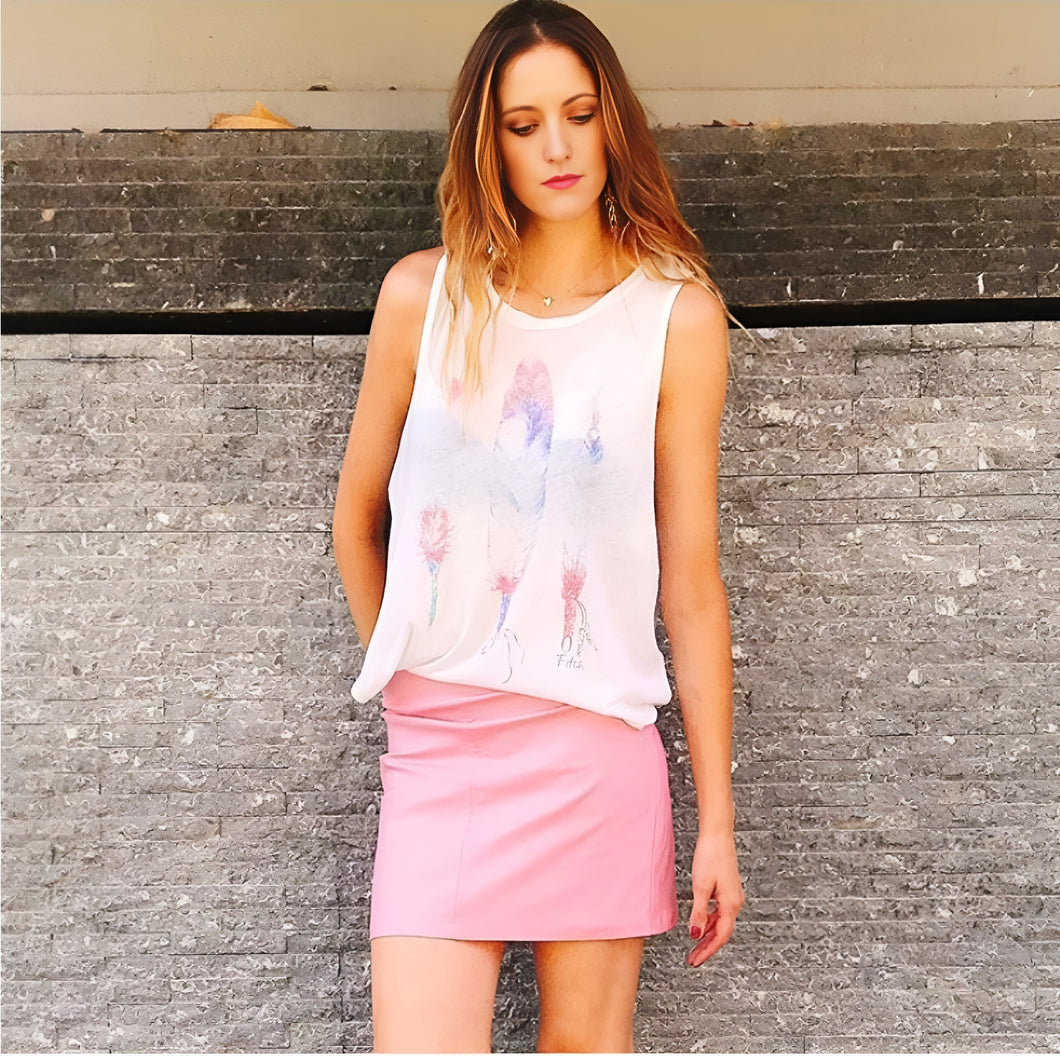 FALDA CORTA CUERINA  ROSADA