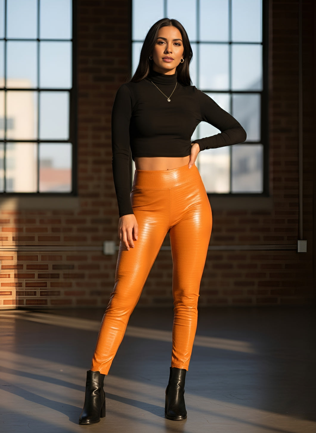 LEGGING CUERINA CROCO CAMEL METALIZADA