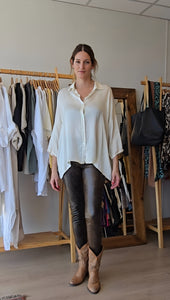 BLUSA SEDA (NEGRA, CRUDA Y PALO DE ROSA)